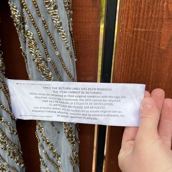 MAC DUGGAL Dress Size 10 Evening Gown Sequin Long Sleeve Beaded Column NEW - Picture 6 of 10